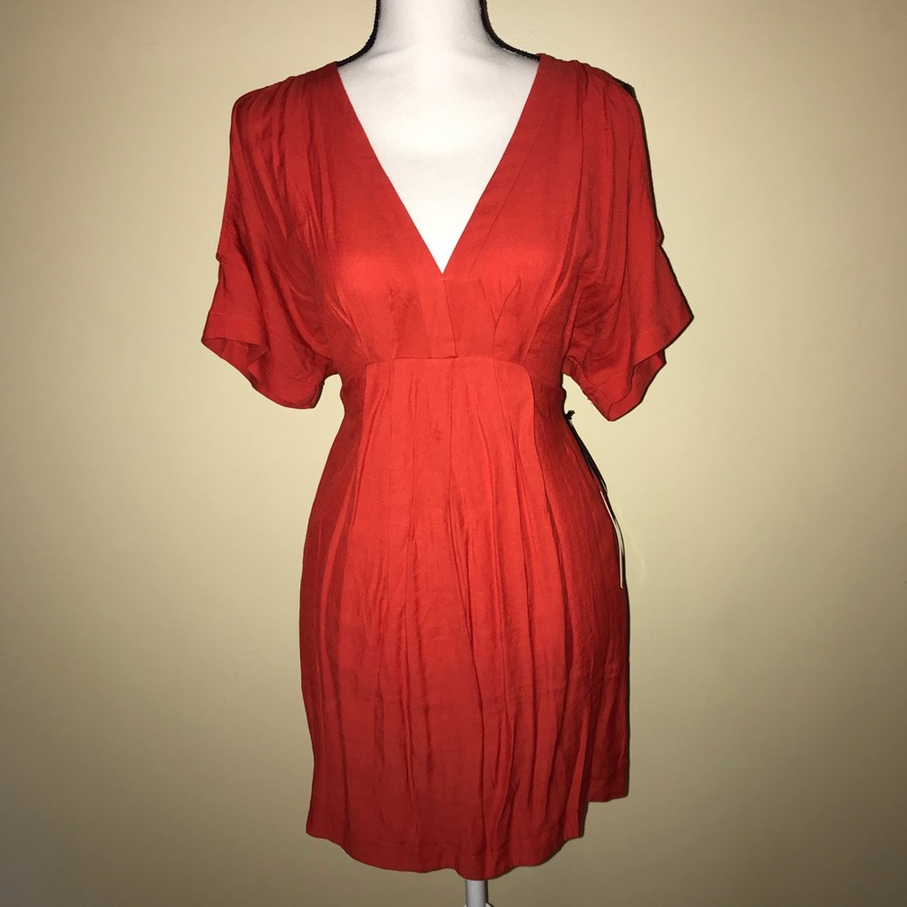 Red/Orange V-line dress with tags